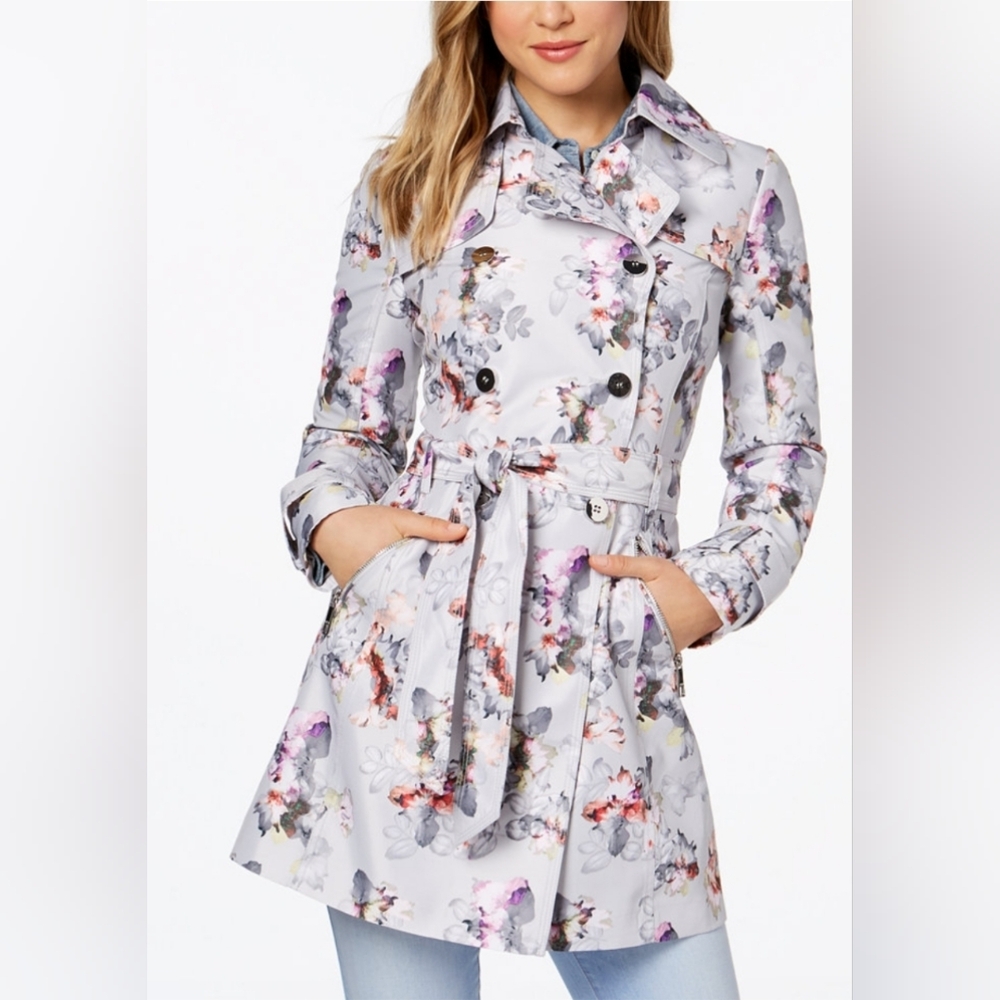 Guess Floral Trench Coat - Size M | Spring Fall Casual Style